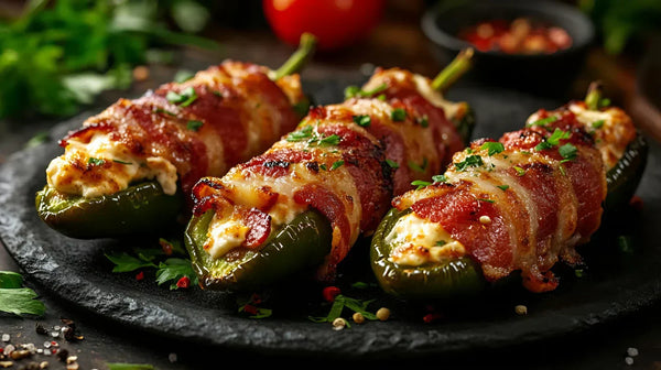 Bacon-Wrapped Jalapeños with Raspberry Jalapeño Glaze