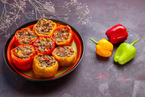 Barefoot Kitchen Tequila Lime Fajita & Brisket Marinade Stuffed Bell Peppers (Air Fryer / Skillet Method)
