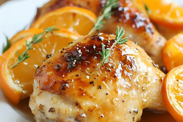 Barefoot Kitchen Sticky Orange Chicken Thighs (Skillet/Baked Method)